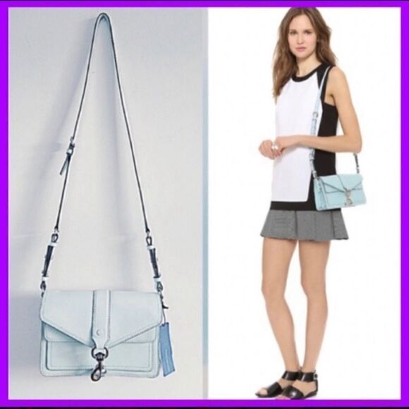 Rebecca Minkoff Hudson Moto Mini Crossbody In Mint - Picture 1 of 8